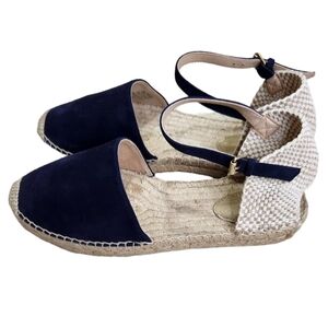 Biden Blue suede Peggy Espadrille flats